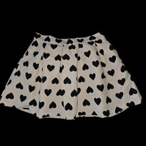* FOREVER 21 Pink Black Heart Print Lined Pleated Skirt Girls Size 11-12 Pockets